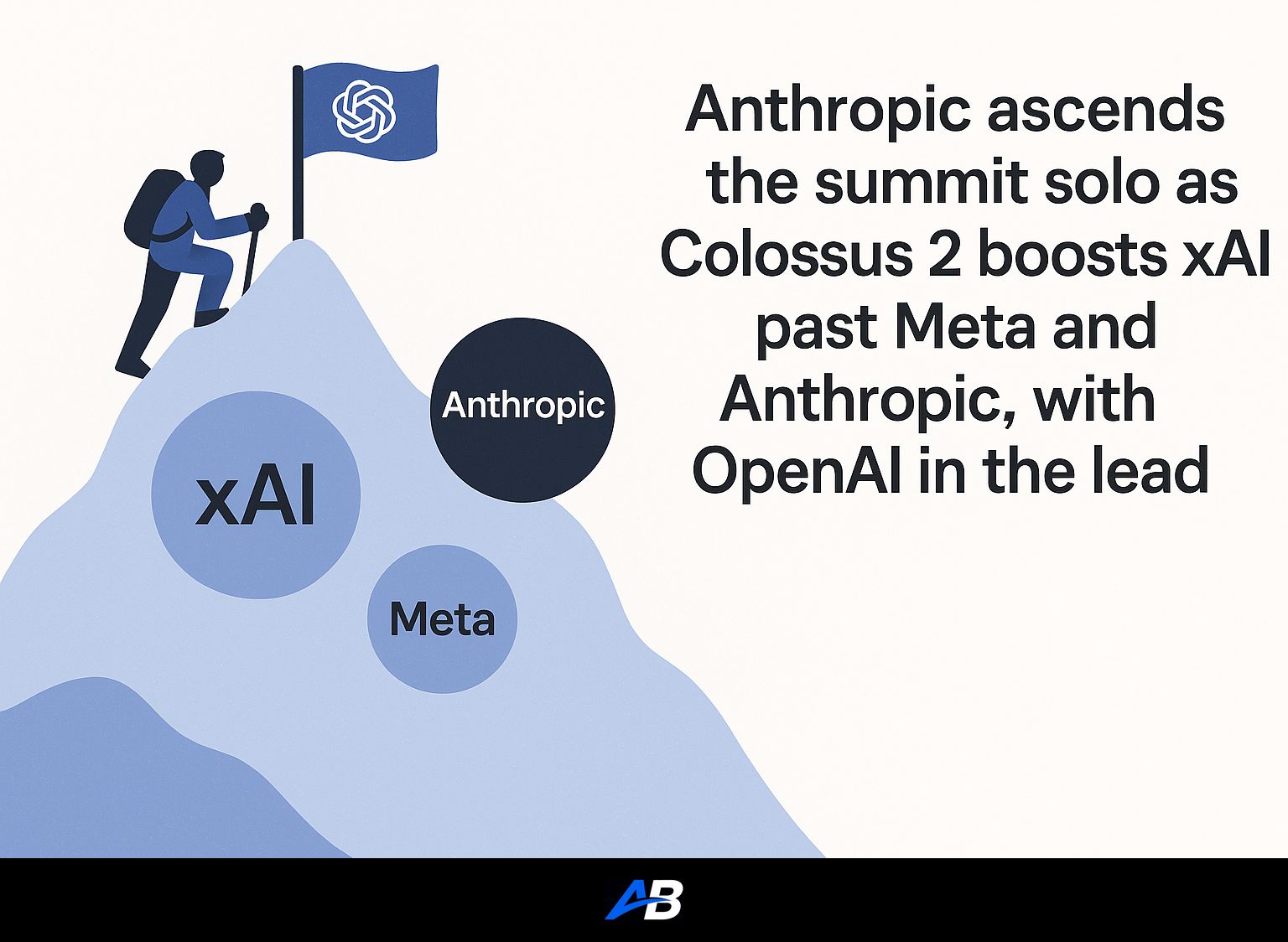 Anthropic ascends the summit solo as Colossus 2 boosts xAI past Meta and Anthropic, with OpenAI in the lead