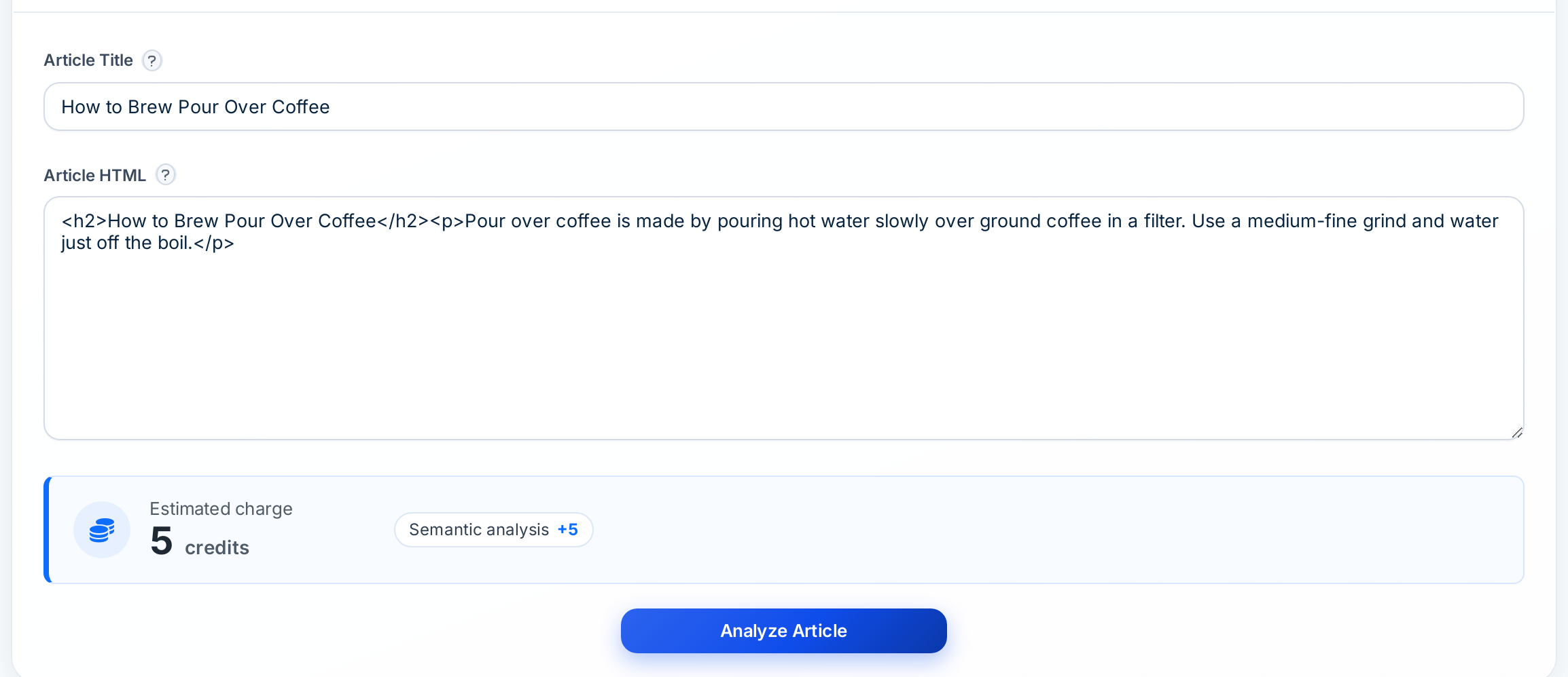 Autoblogging.ai semantic SEO analysis like Dashword briefs